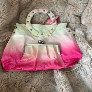 Roxbury Ombré Pink Patent Leather Large Crossbody Bag.